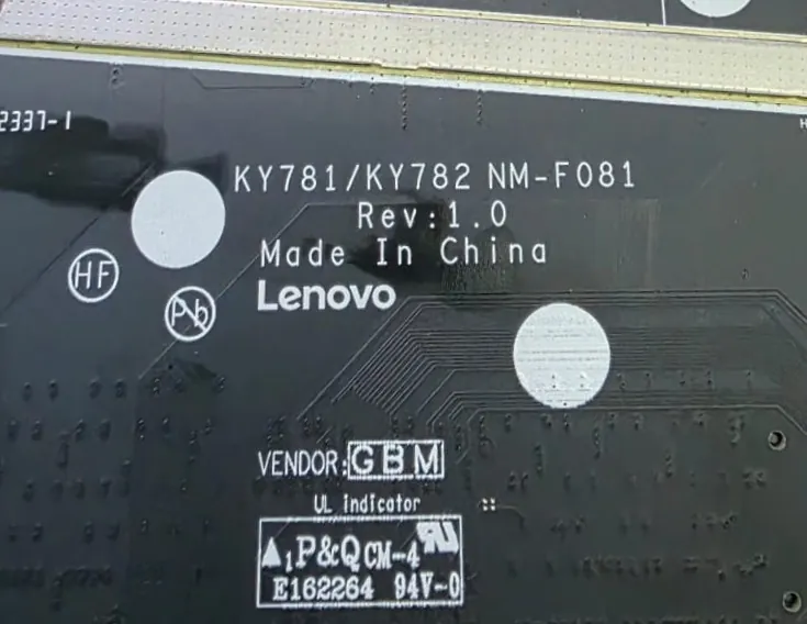 Serigrafia da placa-mãe do Lenovo Legion Pro 7 com o código KY781/KY782 NM-F081, revisão 1.0